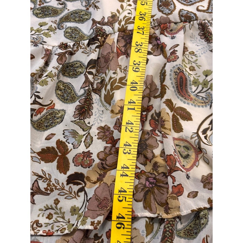 Drew Maxi Dress Womens Large Brown Floral Paisley Wrap Ruffle Terra Vintage - Picture 6 of 12